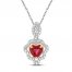 Lab-Created Ruby Heart Necklace Sterling Silver/10K Yellow Gold