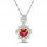 Lab-Created Ruby Heart Necklace Sterling Silver/10K Yellow Gold