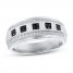 Men's Black & White Diamond Wedding Band 1/2 ct tw Round-cut 10K White Gold