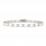 White Lab-Created Opal & White Lab-Created Sapphire Bracelet Sterling Silver 7.25"