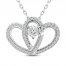 Two as One Diamond Heart Necklace 1/4 ct tw Round-Cut 10K White Gold 18"