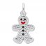 Gingerbread Man Charm Black & Red Enamel Sterling Silver