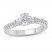 Diamond Engagement Ring 3/4 ct tw Oval/Round/Baguette 14K White Gold