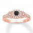 Black/White Diamond Engagement Ring 1/2 Carat tw 10K Rose Gold