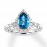 Blue Topaz Engagement Ring 5/8 ct tw Diamonds 14K White Gold