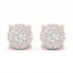 Diamond Halo Stud Earrings 1 ct tw Round-Cut 10K Rose Gold