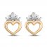 Children's Princess Crown Earrings 14K Yellow Gold