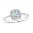 First Light Diamond Engagement Ring 1/2 ct tw Princess/Round 14K White Gold
