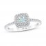 First Light Diamond Engagement Ring 1/2 ct tw Princess/Round 14K White Gold