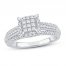 Multi-Stone Diamond Engagement Ring 1/2 ct tw Princess/Round 10K White Gold
