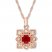 Natural Ruby Necklace 1/5 ct tw Diamonds 10K Rose Gold 17"