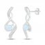 Lab-Created Opal & Diamond Earrings 1/20 ct tw 10K White Gold