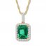 Lab-Created Emerald Necklace 1/6 ct tw Diamonds 10K Yellow Gold