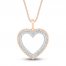 Diamond Heart Necklace 1/5 ct tw Round-cut 10K Rose Gold 18"