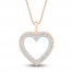 Diamond Heart Necklace 1/5 ct tw Round-cut 10K Rose Gold 18"