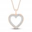 Diamond Heart Necklace 1/5 ct tw Round-cut 10K Rose Gold 18"