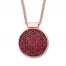 Lab-Created Ruby Disc Necklace Pave-set 10K Rose Gold 16"