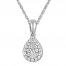 Diamond Teardrop Necklace 1/3 ct tw Round-cut 10K White Gold