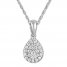 Diamond Teardrop Necklace 1/3 ct tw Round-cut 10K White Gold