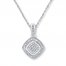 Cushion-Shaped Necklace Diamond Accents Sterling Silver