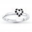 Stackable Ring Black & White Diamonds Sterling Silver