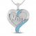 Blue Topaz Mom Heart Necklace Sterling Silver 18"