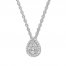 Diamond Teardrop Necklace 1/2 ct tw Round-cut 10K White Gold