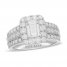 Neil Lane Engagement Ring 2-7/8 ct tw Emerald/Princess/Round 14K White Gold