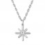 Diamond Star Necklace 1/10 Carat Round-cut Sterling Silver 20