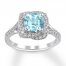 Aquamarine Engagement Ring 1/2 ct tw Diamonds 14K White Gold