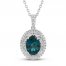 Neil Lane Topaz & Diamond Necklace 1/3 ct tw Oval/Baguette/Round-cut 14K White Gold 19"