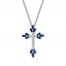 Cross Necklace Blue/White Lab-Created Sapphires Sterling Silver