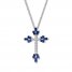 Cross Necklace Blue/White Lab-Created Sapphires Sterling Silver