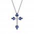 Cross Necklace Blue/White Lab-Created Sapphires Sterling Silver