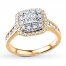Diamond Engagement Ring 3/4 ct tw Princess/Round 14K Gold