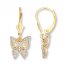 Butterfly Dangle Earrings 14K Yellow Gold
