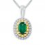 Emerald Necklace 1/10 ct tw Diamonds Sterling Silver/10K Gold