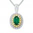 Emerald Necklace 1/10 ct tw Diamonds Sterling Silver/10K Gold
