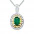 Emerald Necklace 1/10 ct tw Diamonds Sterling Silver/10K Gold