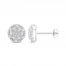 Diamond Halo Stud Earrings 1/2 ct tw Baguette/Round-Cut 10K White Gold