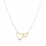 Double Heart Necklace 10K Yellow Gold 16"