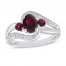 Three-Stone Lab-Created Ruby & White Lab-Created Sapphire Ring Sterling Silver