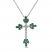 Lab-Created Emerald & White Lab-Created Sapphire Cross Necklace Sterling Silver 18"