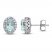 Aquamarine & White Lab-Created Stud Earrings Sterling Silver