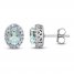 Aquamarine & White Lab-Created Stud Earrings Sterling Silver