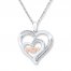 Mom Heart Necklace 1/15 ct tw Diamonds Sterling Silver/10K Gold
