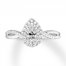 Diamond Engagement Ring 1/2 ct tw Pear/Round 14K White Gold