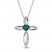 Lab-Created Emerald & White Lab-Created Sapphire Cross Necklace Sterling Silver 18"