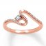Open Hearts Road Ahead Ring 1/10 ct tw Diamonds 10K Rose Gold