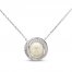 Cultured Pearl & White Lab-Created Sapphire Necklace Sterling Silver 18"